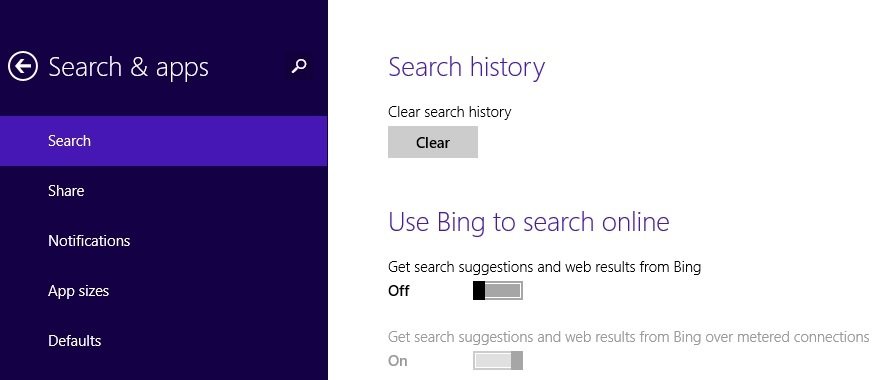 deshabilitar los anuncios de bing en windows 8.1