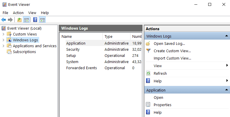 registros de eventos windows 10