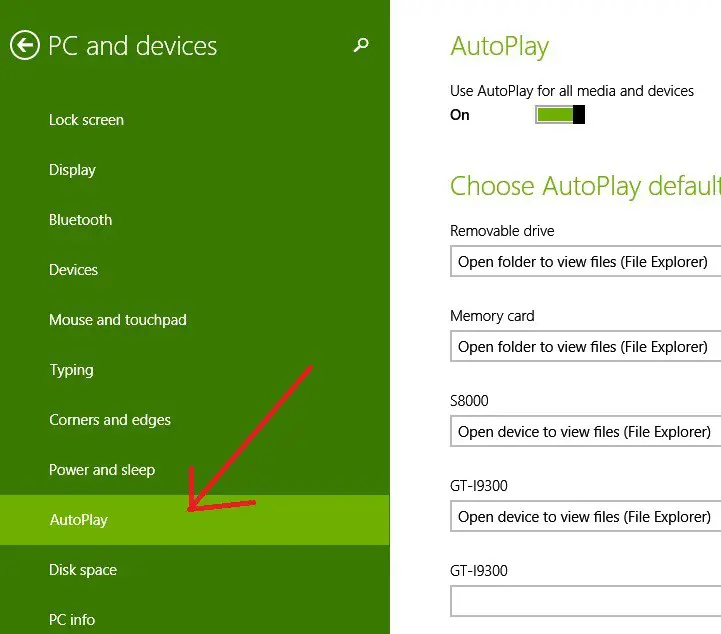 configuración de reproducción automática windows 8.1