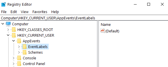 editor de registro eventlabels windows 10