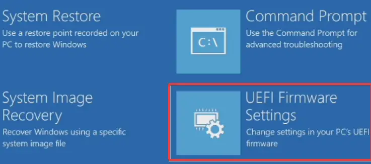 configuración de firmware uefi windows 10