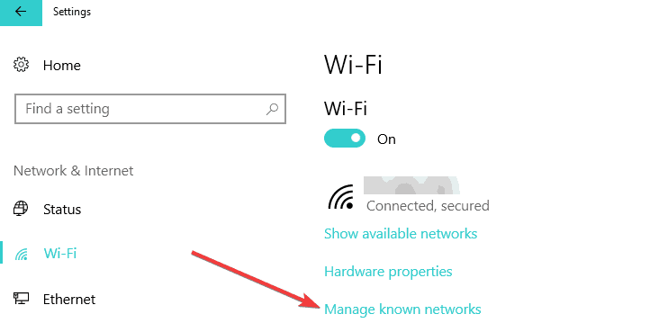 gestionar redes wifi conocidas