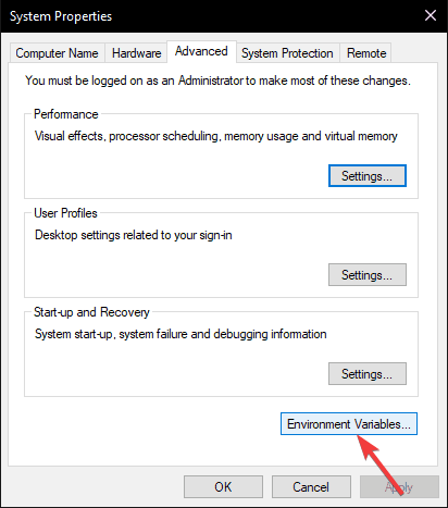 haga clic en variables de entorno ffmpeg windows 10 cómo descargar e instalar