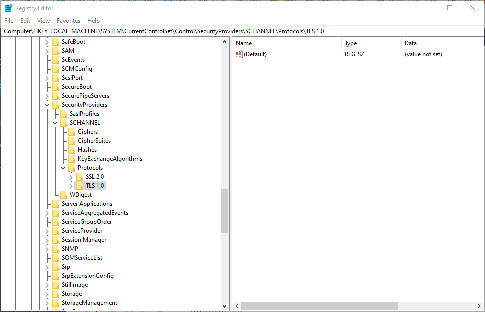 TLS 1.0 clave windows 10 cómo deshabilitar tls 1.0