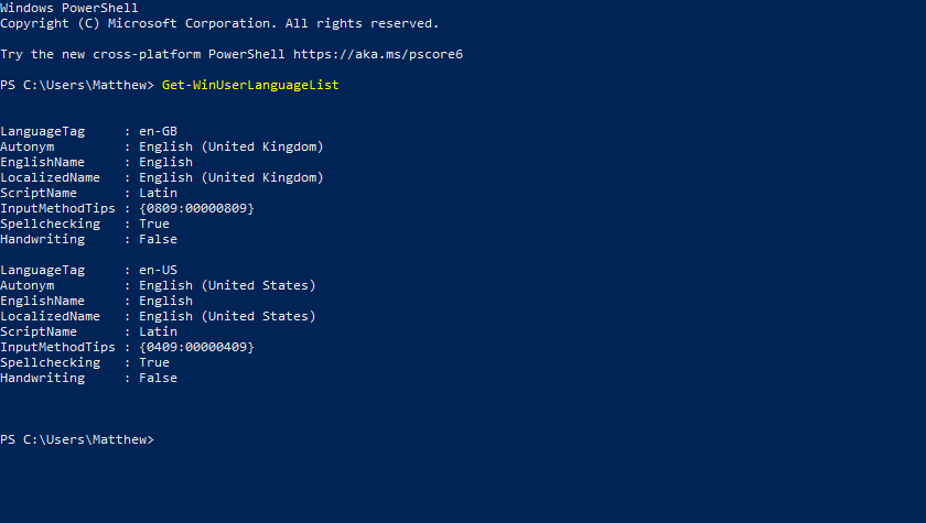 Lista de paquetes de idioma de PowerShell paquete de idioma de Windows 10 cómo instalar/cambiar/desinstalar