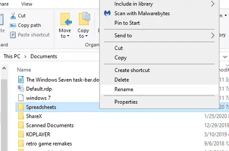 No se pudo acceder al archivo de Excel del menú contextual de la carpeta al guardar