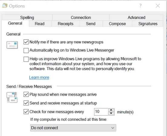 Cambiar el sonido de las notificaciones de Windows Live Mail