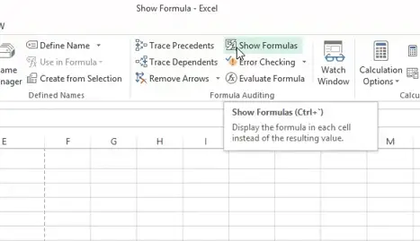 Botón Mostrar fórmulas Hoja de cálculo de Excel que no se calcula automáticamente