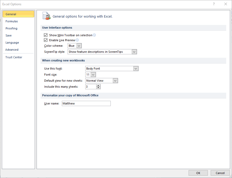 Opciones de Excel El formato de archivo de Excel no coincide con la extensión