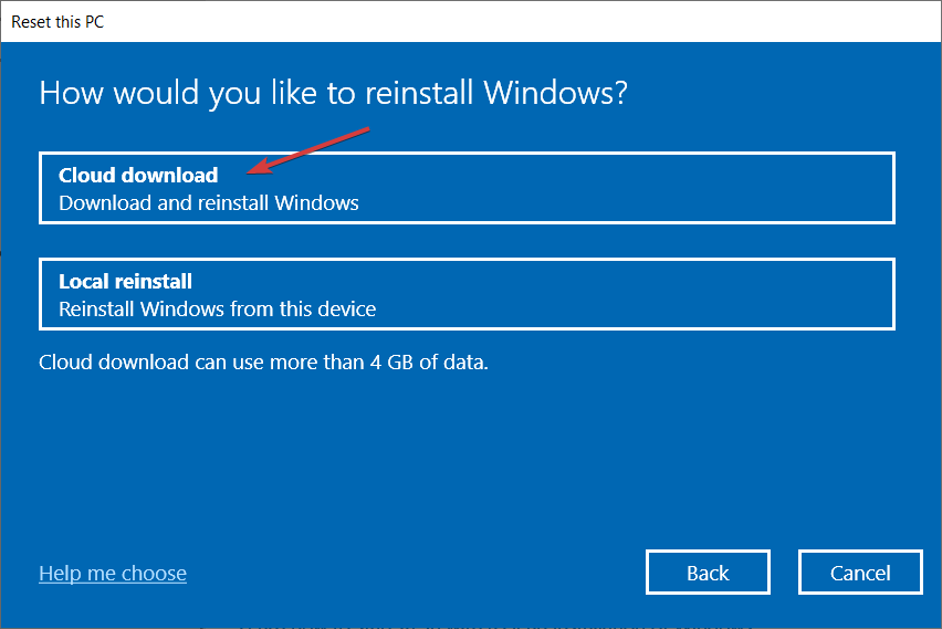 elegir la nube descargar windows 10