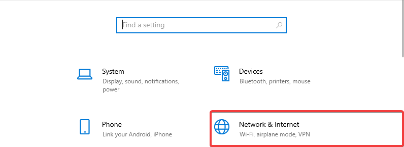 Windows 10 muestra Red e Internet