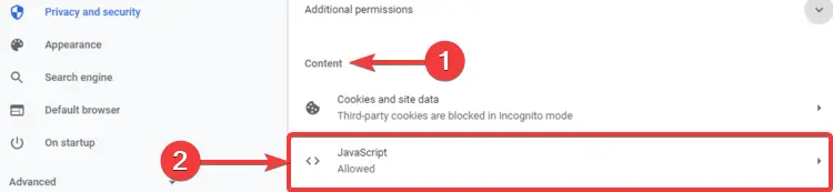 Chrome muestra contenido, JavaScript