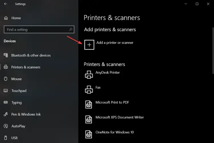 añadir una impresora o un escáner