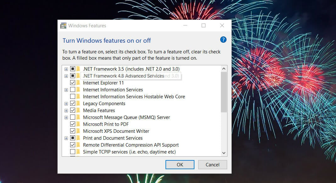 Características de Windows instalar la consola de administración de directivas de grupo de Windows 10