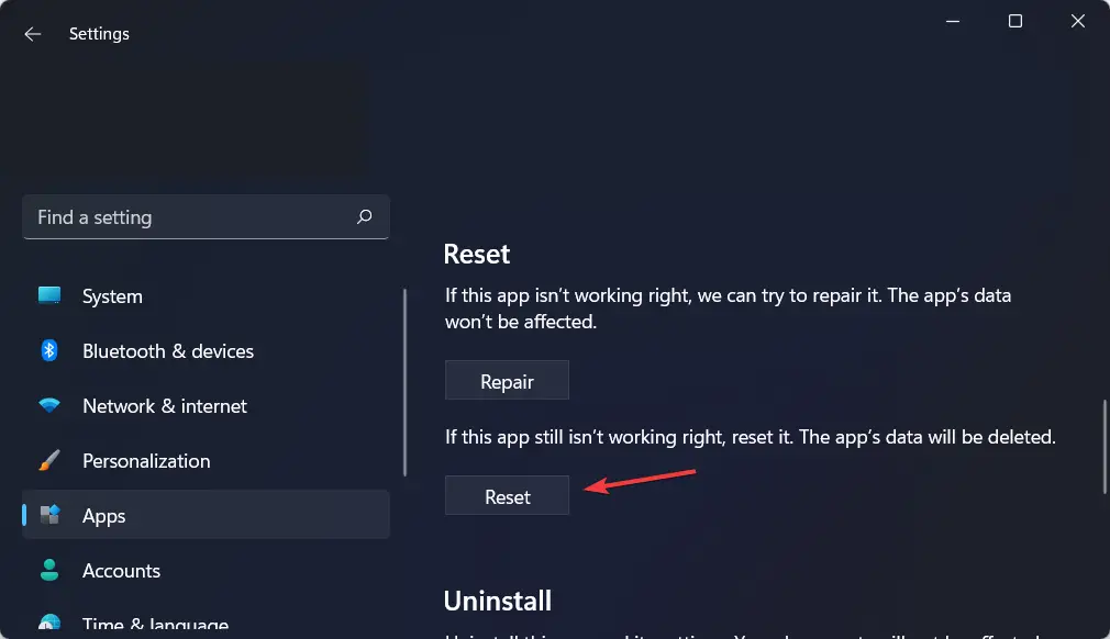 reset-app no ​​puede crear nuevos documentos office 365