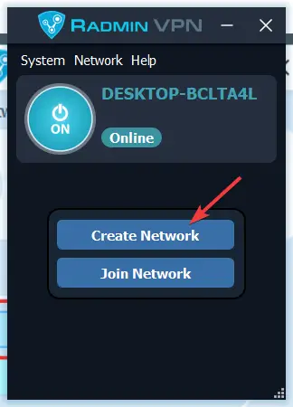 create-network Radmin VPN no se conecta