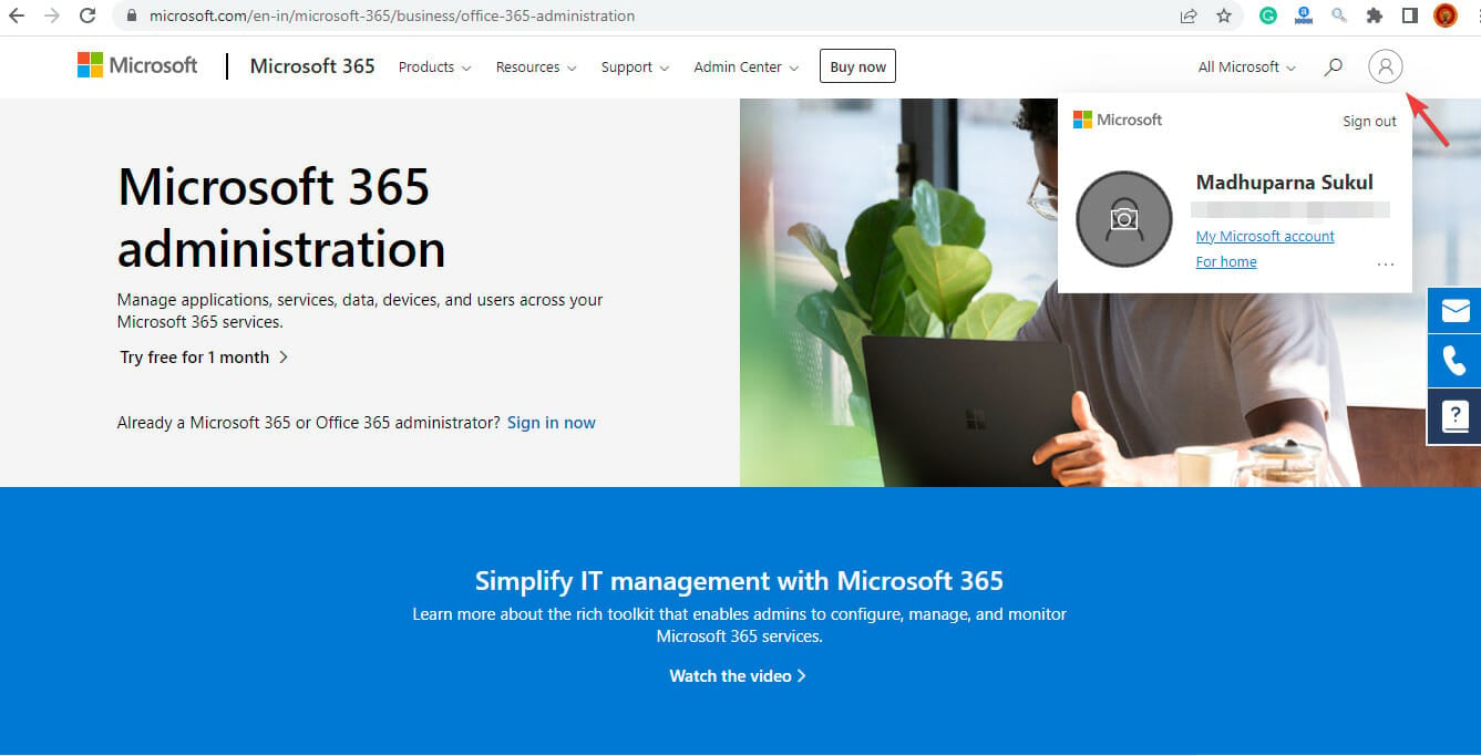 iniciar sesión en el centro de administración de Microsoft 365