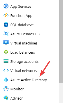 Seleccione Azure Active Directory a la izquierda de Azure Portal
