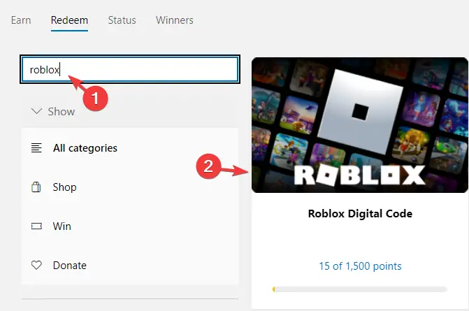Busque roblox y haga clic en el código digital de roblox