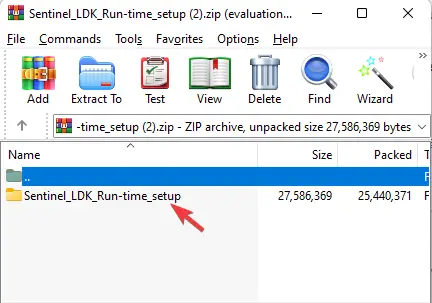 Seleccione Sentinel_LDK_Run-time_setup en la carpeta Zip