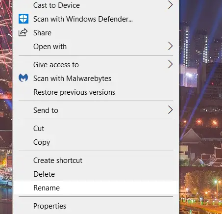 Cambiar el nombre de la captura de pantalla de la opción a jpg windows 10