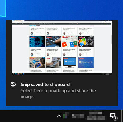 notificación captura de pantalla un monitor windows 10