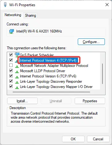 haga doble clic en la versión 4 del protocolo de Internet para cambiar la dirección IP qnap nas.