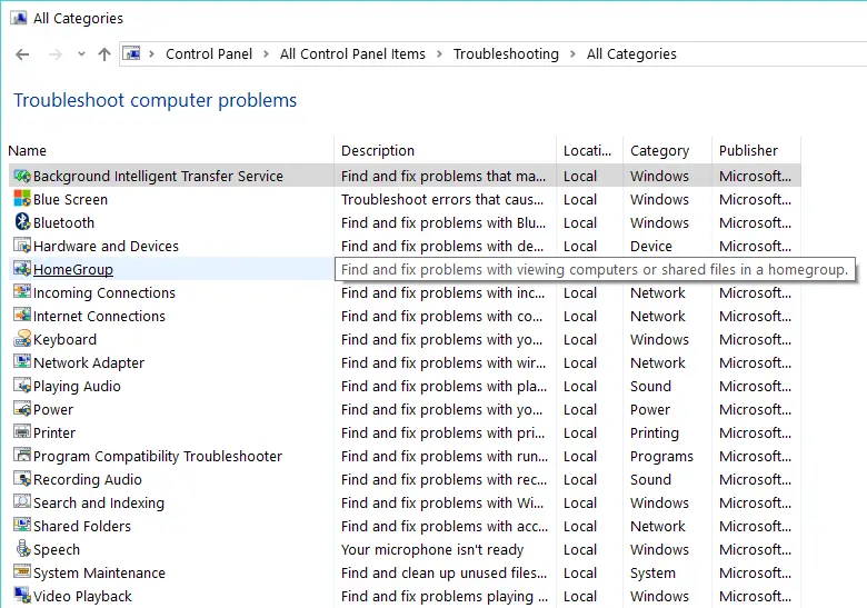 arreglar Windows 10, 8 solucionadores de problemas