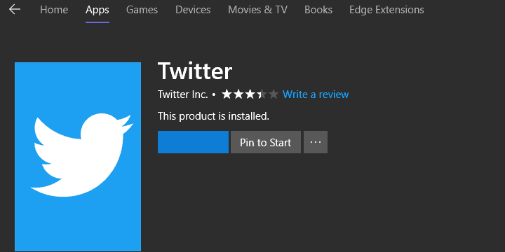 La aplicación de Twitter de Windows 10 no se abre
