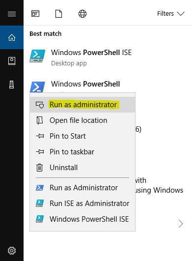 abra powershell como administrador, corrija las aplicaciones que faltan