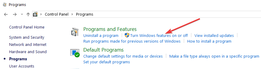 desactivar las características de Windows
