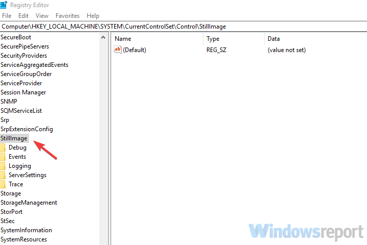 Entrada de registro de StillImage corregir error de fax y escaneo Windows fax y error de escaneo al aplicar la configuración al controlador