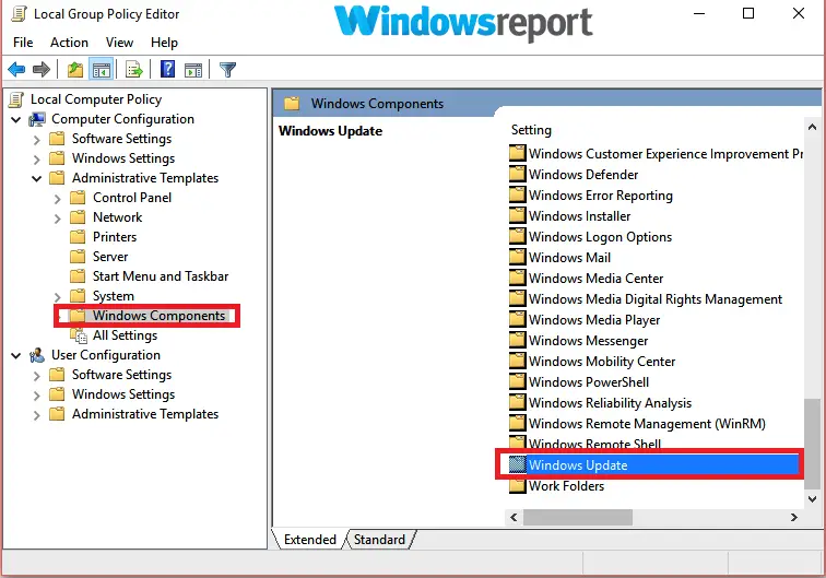 actualización de windows de política de grupo Windows siempre necesita actualizarse