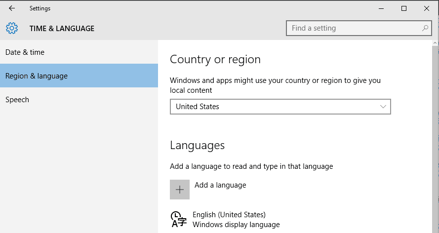 establecer región e idioma windows 10