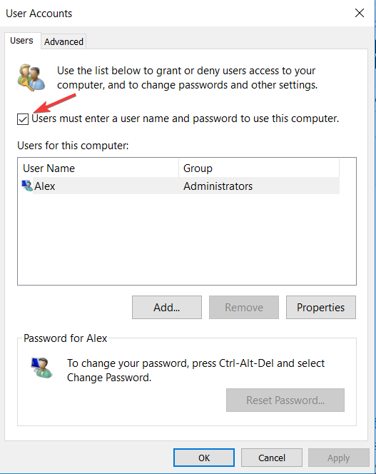 cuentas de usuario contraseña Windows 10 inicia sesión automáticamente en el último usuario