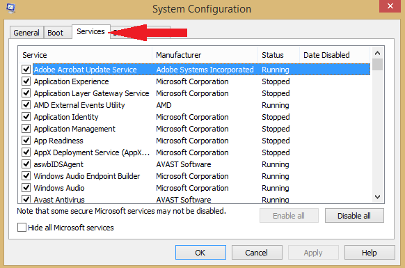 servicios 0x8007007e Error de actualización de Windows