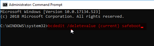 bcdedit /deletevalue {current} safeboot pc se inicia automáticamente en modo seguro