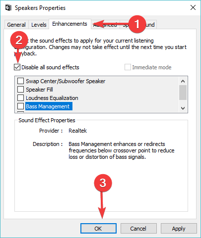 deshabilitar todos los efectos de sonido el volumen de la pc baja solo