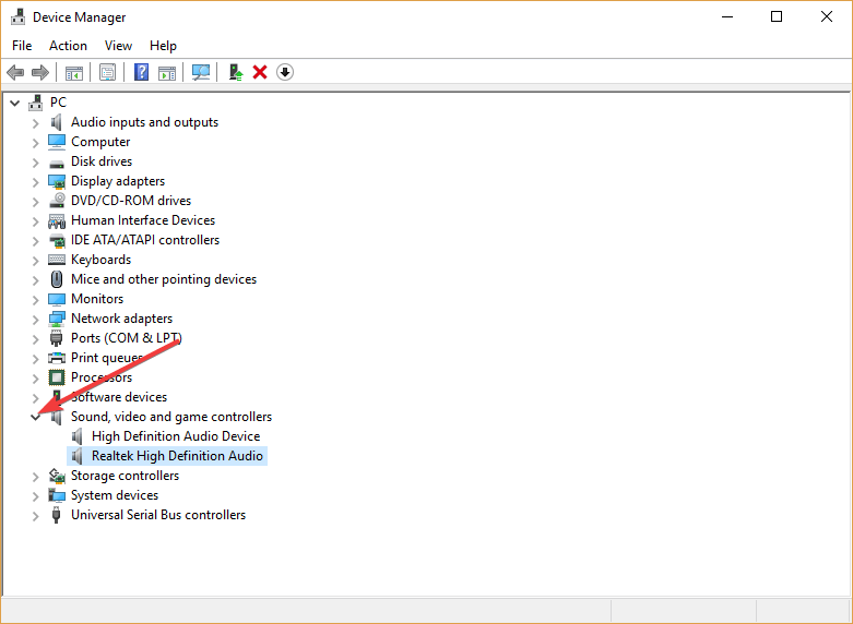 el volumen de la computadora del administrador de dispositivos del controlador de audio baja solo