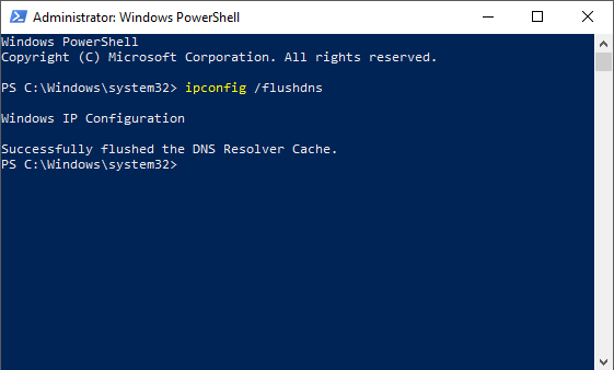 Comando de Windows PowerShell Admin flushdns: el servidor DHCP sigue deteniéndose