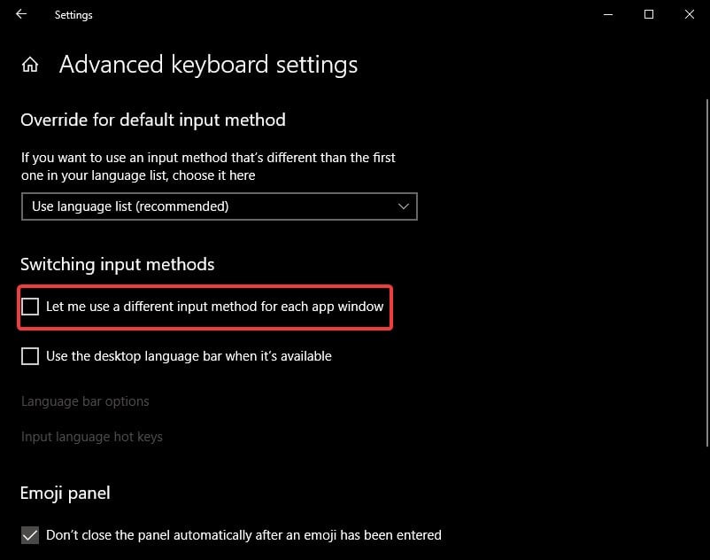 Configuración avanzada del teclado: Windows continúa agregando automáticamente el diseño del teclado en-us