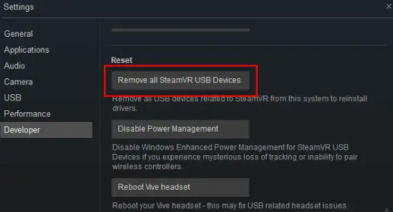 Eliminar todas las opciones de dispositivos USB SteamVR htc vive no se conecta