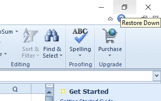 Opción Restaurar abajo cómo abrir dos archivos de Excel en ventanas separadas