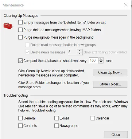 Cambiar la ubicación de la carpeta de Windows Live Mail