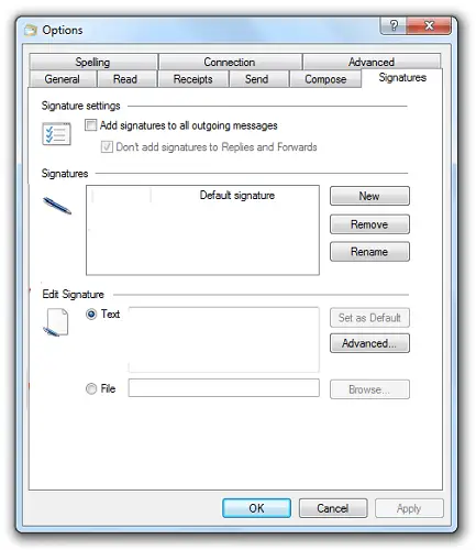 Editar la firma de Windows Live Mail