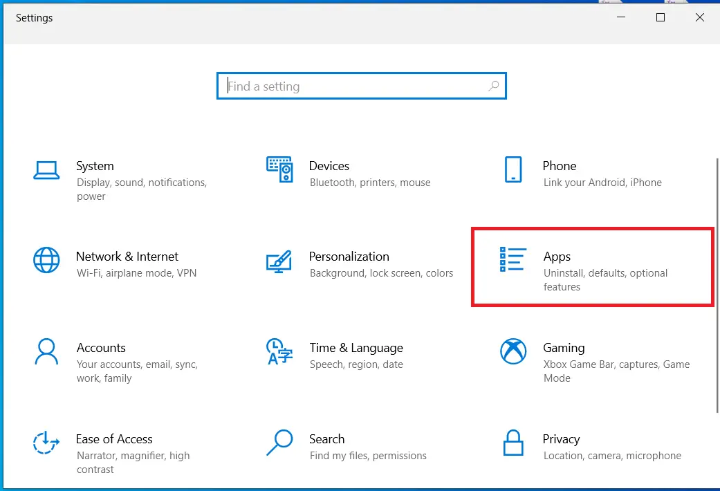 Aplicación de configuración de Windows 10