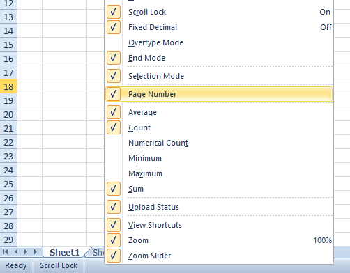 la barra de estado en las flechas de la hoja de cálculo de Excel Excel no funciona