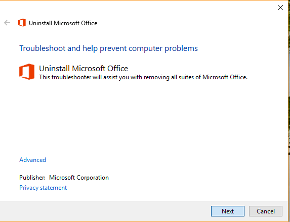 ventanas de error de instalación de office 2016