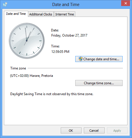 El reloj de la PC se atrasa en la configuración de fecha y hora