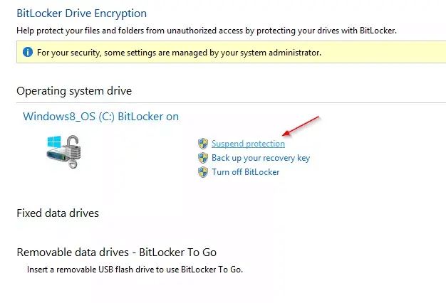 Suspender la protección de BitLocker